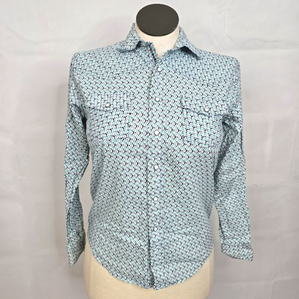 Cinch Geometric Print Long Sleeve Snap Button Down Arena Fit Western Shirt L/12